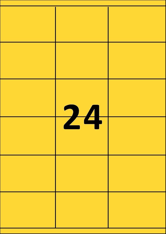 24 étiquettes jaunes par A4 - Ref 257 J